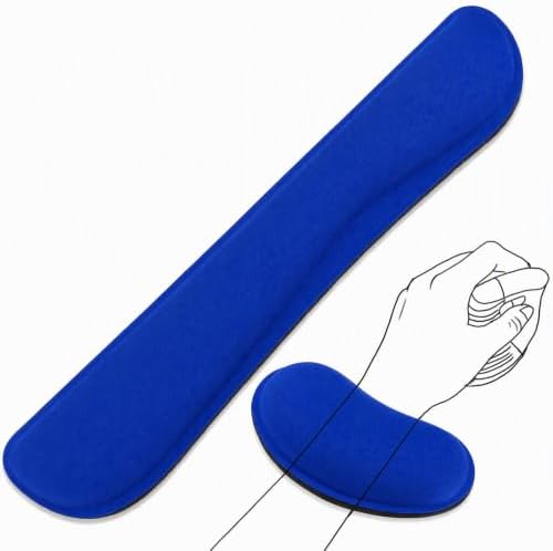 Keyboard Wrist Rest and Mouse Wrist Rest Set - Ergonomic Memory Foam Wrist Cushion - for Wrist Support on Computer, Laptop, Office, Playing Games, Typing Relieves Wrist Pain Navy Blue