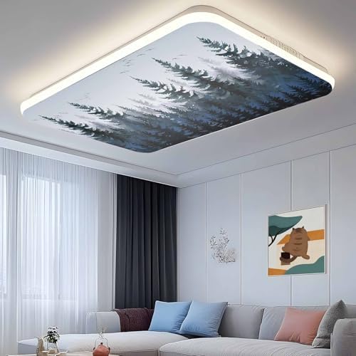 Forest Blue Trees Magnetic Fluorescent Light Covers for Ceiling Lights 2 x 4 Feet, Watercolor Nature Bird Office Classroom Kitchen Drop Ceiling Light Covers Lighting Filters Shade Panel 3 Packs