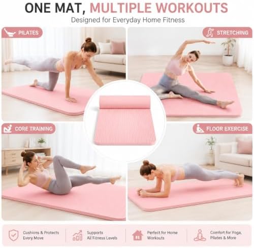 Extra Thick Yoga Mat, High Density Non-Slip Exercise Mat