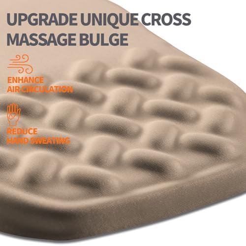 Ergonomic Slope Mouse Pad Wrist Support, Wrist Rest Mousepad for Carpal Tunnel Pain Relief with Massage Bulge and Slow Rebound Memory Foam (12x8 inch, Sand Color)