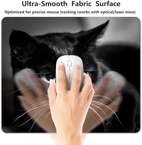 9.5x7.9 Inch Office/Gaming Mouse Pad, Mysterious Black Cat with Bright Eyes, Cute Anti-Slip Mat for Desk Decor