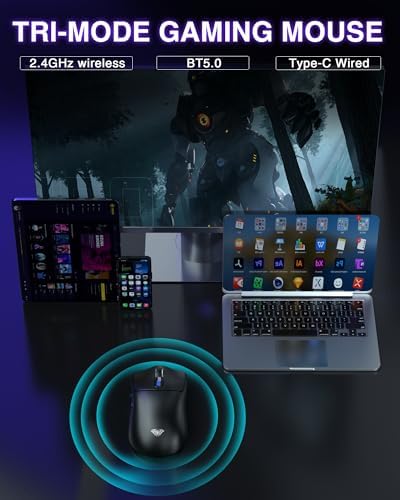 AULA SC580 Wireless Gaming Mouse, Tri-Mode Black Gaming Mice & 12000 DPI