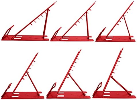 Honagu Book Stand Metal Desk Book Holder, Book Holders for Reading Hands Free, Adjustable Cookbook Documents Holder, Portable Bookstand for Music Books, Textbook, Recipe, Tablet, Ipad (Red)