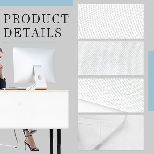 60" Under Desk Privacy Panel White Self-Adhesive Modesty Panel with Wire Pocket for Cable Management Organizer Heavy Duty Desk Skirt - Office Home or Standing Workstation Concealer Shield