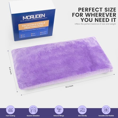 Microwave Heating Pad 6.5 * 12" Microwave Bean Bag Heating Pad for Neck and Shoulders, Moist Heat Pack Pillow Warm Compress for Knee, Muscles, Joints, Abdomen - Purple