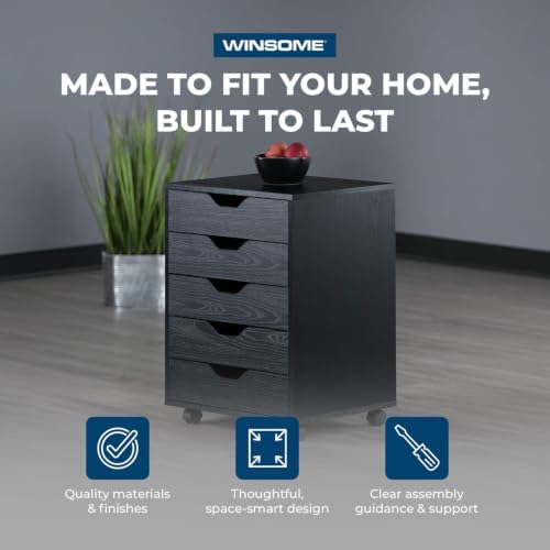 Winsome Halifax 5-Drawer Storage Cabinet, Black (20519)