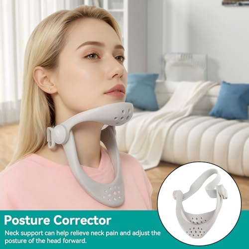 Agatige Neck Brace for Posture, 360 Degree Adjustable Neck Support Posture Spine Corrector Neck Brace Cervical Traction Device for Women and Men Cervical Spine Pressure Relief (1PCS)