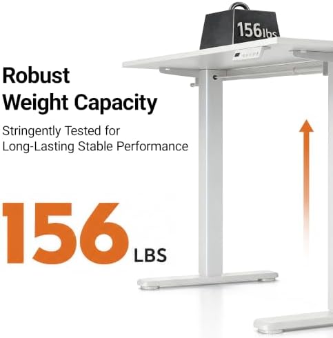 Claiks 55 x 24 Inch White Electric Standing Desk