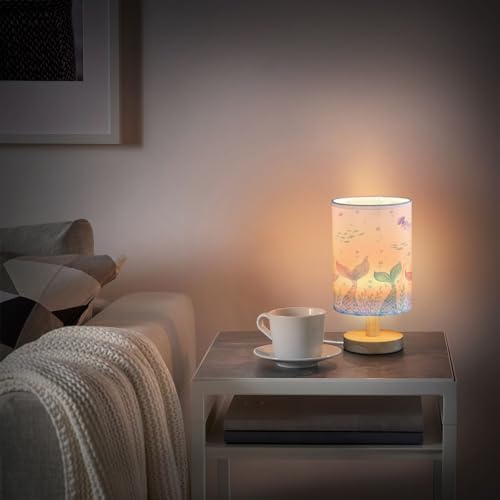 ALAZA Fish Mermaid Coral Reef Jellyfish Decor Bedside Table Lamp with USB Port for Bedroom Nightstand Office Desk LED Bulb Included