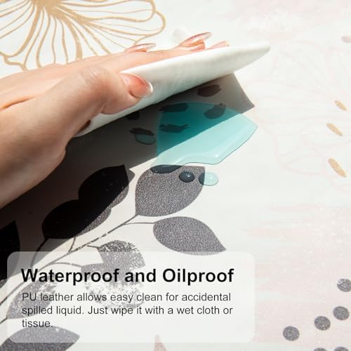 QiyI PU Leather Large Mouse Pad, Office Decor, 31.5" x 15.7", Boho Botany