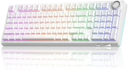 SOLAKAKA KI99 Pro 96% Wireless Mechanical Keyboard, RGB Gaming Keyboard, Hot-Swappable Pre-Lubed Switches, Gasket Structure Creamy Keyboards (Contour-Style White, Non-Silent Version)