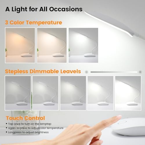 Portable Battery Powered Desk Lamp Small Rechargeable LED Table Light