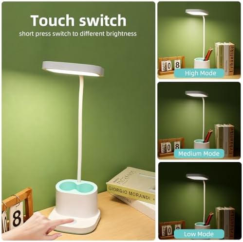 LED Desk Lamp for Dorm Home Office Bedroom, Dimmable Reading Light