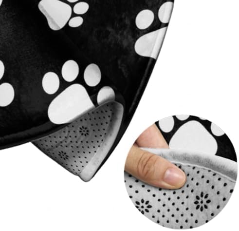 Fashion Round Area Rug Large Non Slip Carpet Unisex Home Decor Mat Dog Paw Print