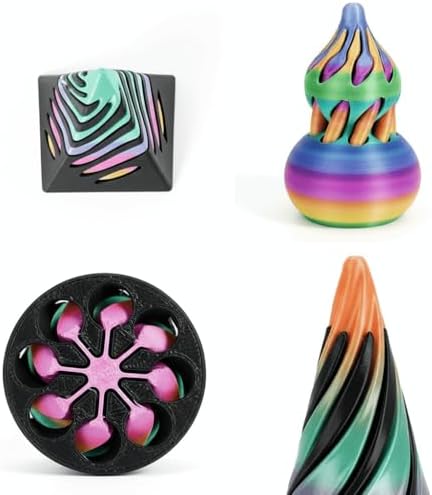3D Printed Fidget Toys for Adults, 4 Packs Sensory & Stress Relief Desk Toys with Mesmerizing Colors, Smooth Gliding Motion for Anxiety Relief and Focus, Valentines Easter Gift for Him Her He She
