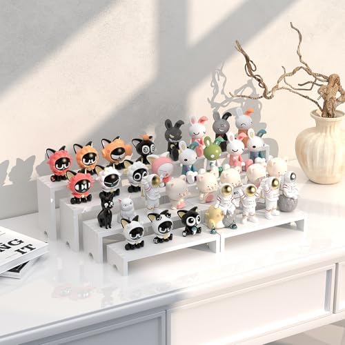 2 Set White Wood Tiered Riser Display Stands for Vendor Events,Stackable Wooden Cupcake Stand,Farmhouse Decor Wood Dessert Table Display Set,Vendor Booth Display Items,Food Display Risers for Party