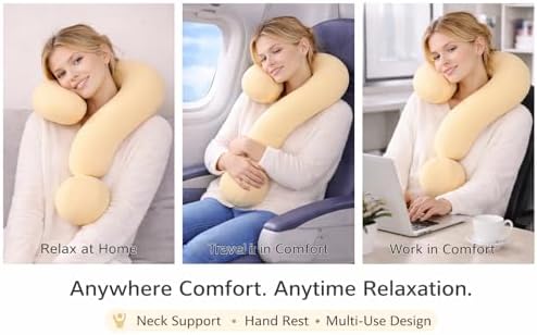 EVOLIVE Question Mark Neck Pillow 15"x24", Velvet Ergonomic Support(Yellow)