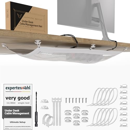 Cable Management net - Under Desk Wire Management - Flexible Under Desk Cable Management Tray White