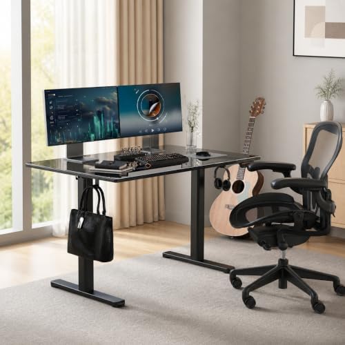 Claiks Glass Standing Desk 40x24 Inch Super Black