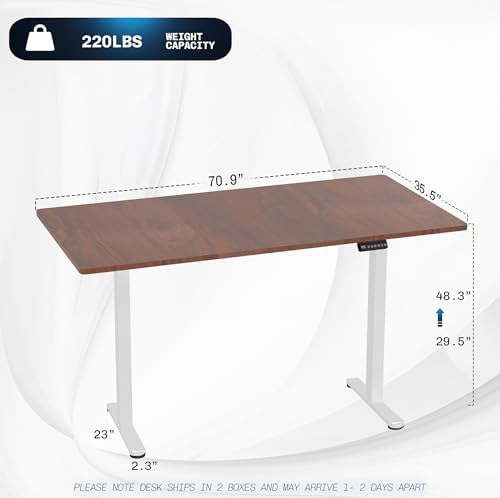 VIVO Dark Walnut 71 x 36 in Standing Desk, DESK-KIT-E2W7D-36