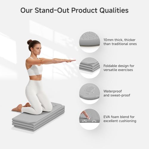 PAIDU Foldable Yoga Mat 10mm Thick, 75"x26" Non-Slip Fitness Exercise Mat