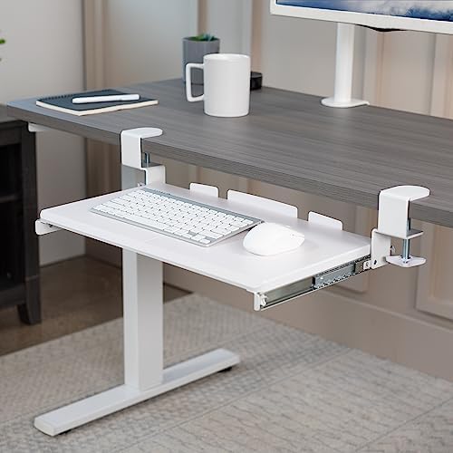 VIVO White Clamp-on 20 x 11 in Keyboard Tray, MOUNT-KB05ES-W