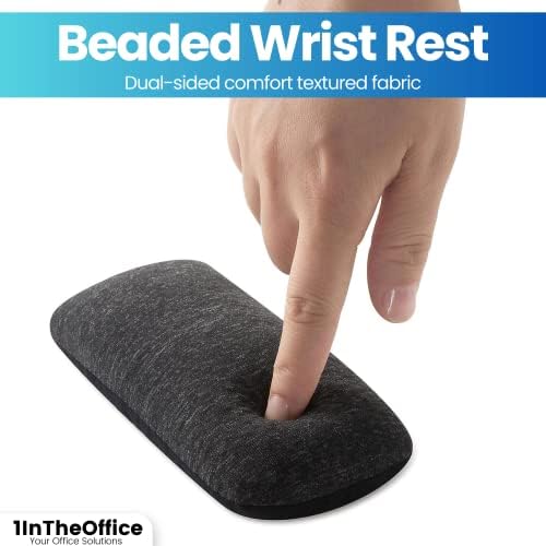 1InTheOffice Mouse Wrist Rest, Beaded Wrist Support Pad Ergobeads, Black (Pack of 2)
