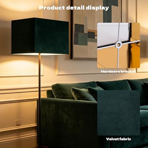 GO&SO Rectangle Lamp Shades Set of 2 Large,Green Velvet Shade 16"Lx8"Wx10"H