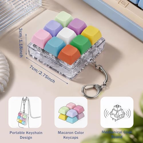 Keyboard Fidget Toy, Creamy Fidget Clicker Keyboard Fidget Keychain, Button Fidget Gifts for Adults, Boost Focus & Ease Anxiety Anywhere — Perfect Stress-Relief Gift (3×3 Grid Layout A)