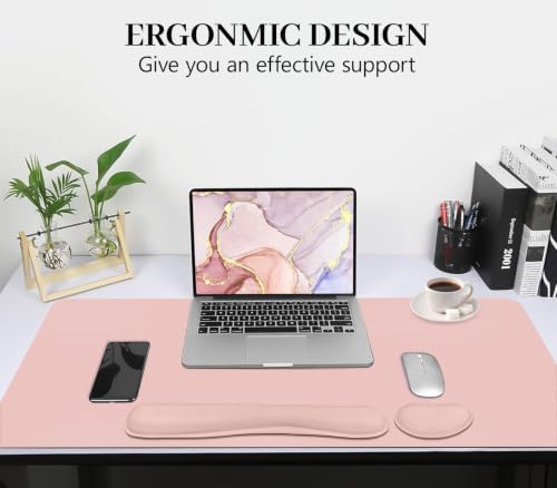 Desk Mat Set,3-in-1 Mouse Pad with Wrist Rest and Keyboard Pad