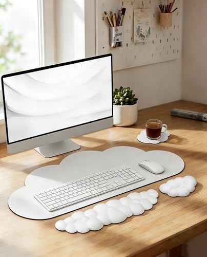 JIKIOU Ergonomic Keyboard Wrist Rest &Large Mouse Pad&Mouse Wrist & Cup Pad