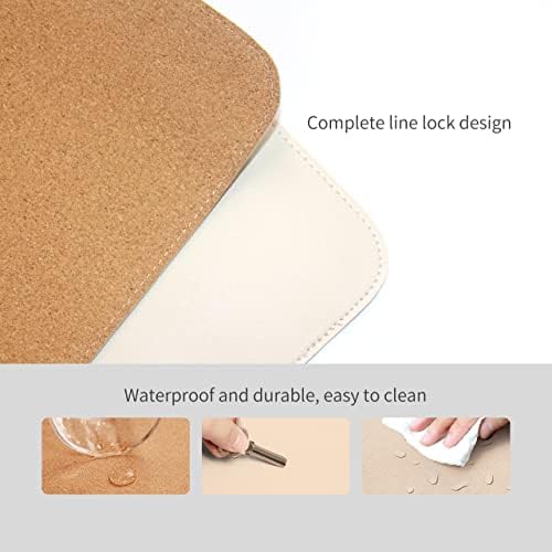 RENMTURE Dual-Sided Mouse Pad, Natural Cork & PU Leather Large Desk Pad for Office and Home Work, Desk Protector Non-Slip, Waterproof, Easy Clean (Apricot, 36"x17")
