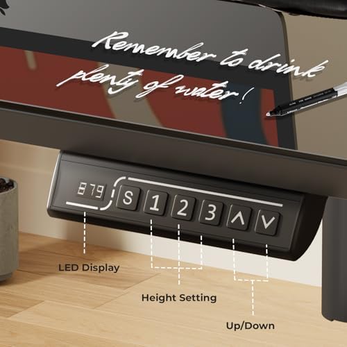 JOY worker Small Glass Standing Desk, 35" Electric Stand Up Desk on Wheels