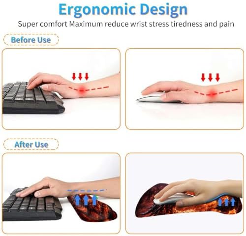 3-in-1 Ergonomic Memory Foam Keyboard Wrist Rest Pad Set, Fire Ice Dragon