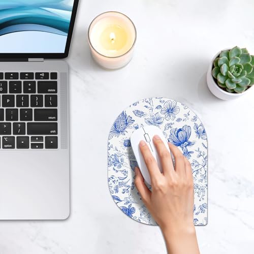 Contoured Oval Mouse Pad 6x8in Non-Slip for Laptop,Plants