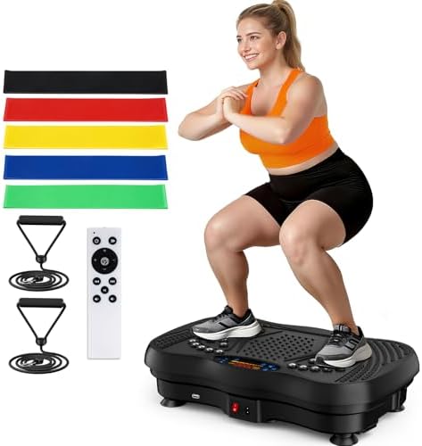 Vibration Plate Exercise Machine, 130 Levels Full Body Workout Vibrating Plate for Lymphatic Drainage Weight Loss, 450 Lbs Capacity Shake Platform with Bluetooth for Women Men