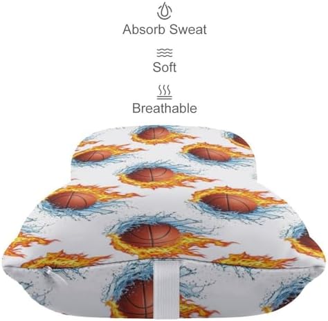 2 Pcs Soft Car Headrest Pillow Fire Basketball Memory Foam Neck Support with Adjustable Strap for Car Airplane
