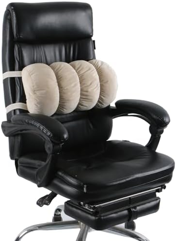 ALIBO Nonslip Recliner Lumbar Support Roll with Decorative Striped Flower Adjustable Low Back Pain Relief Pillow for Office Chair,Sofa,Car,and Travel Lumbar Pillow with Strap,17.3"X8.6"X5