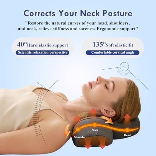 3-in-1 Neck Massager Pillow with Heat - Deep Tissue Vibration Massage & Cervical Traction for Neck Pain Relief, Portable Rechargeable Neck Hump Corrector (Rechargeable)