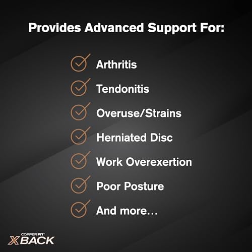 Copper Fit X-Back Brace for Lower Back Pain, Lumbar Support, Herniated Disc, Sciatica, Arthritis – Adjustable, Breathable Design - for Men and Women (Small/Medium) (Pack of 2)