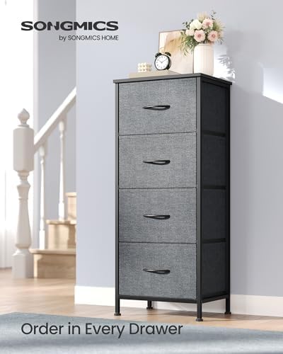 SONGMICS Dresser for Bedroom, Tall Dresser with 4 Fabric Drawers