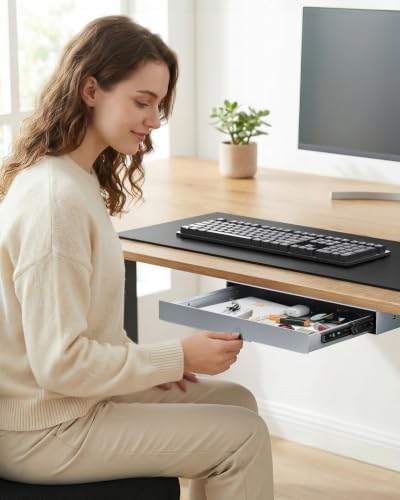 PUTORSEN Under Desk Storage Drawer 14.8" Wide - Smooth Slide Out Organizer