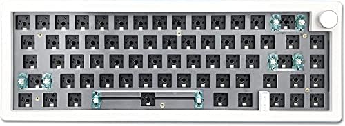 BOYI GMK67 Barebones Keyboard Kit,VIA Programmable Custom BT5.0/2.4GHz/Type-C Tri-Mode Gasket Mounted Hot Swap RGB 4000mAh Wireless 65% Mechanical Gaming Keyboard DIY Kit with Knob(White)