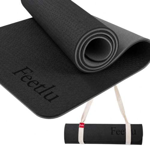 Extra Thick 10mm Yoga Mat, 72" x 24", Non-Slip with Carry Strap