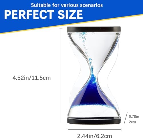 Upward Sand Timer Hourglass, 10 Minutes Sandglass Timer Sand Clock for Games Classroom Kitchen Home Office Decoration, L69 x B29 x H153 mm (Blue)
