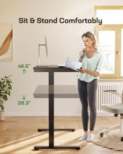 Marsail Glass Standing Desk, 55 x 28 Inch Electric Standing Desk