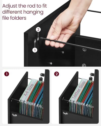 VASAGLE 2-Drawer File Cabinet, Small Rolling, Locking, Printer Stand
