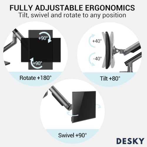 Desky Dual Slim Aluminium Monitor Arm White