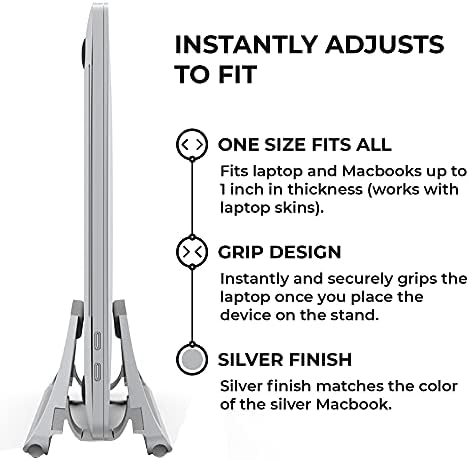 HumanCentric Vertical Laptop Stand for Desks in Silver Color, Adjustable