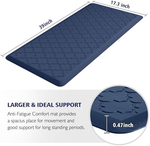 WISELIFE Kitchen Mat Cushioned Anti Fatigue Floor Mat, 17.3"x39", Blue